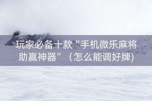 玩家必备十款“手机微乐麻将助赢神器”（怎么能调好牌)