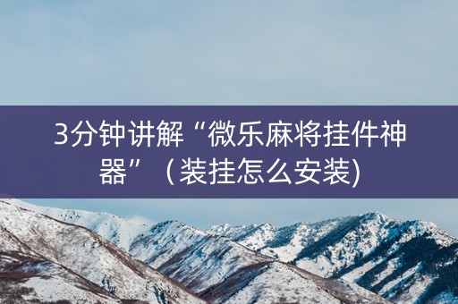 3分钟讲解“微乐麻将挂件神器”（装挂怎么安装)