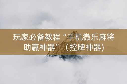 玩家必备教程“手机微乐麻将助赢神器”（控牌神器)