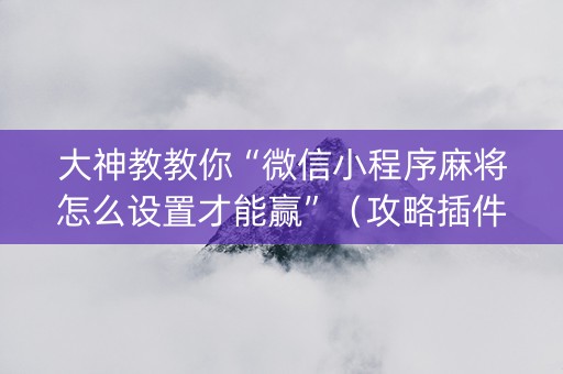 大神教教你“微信小程序麻将怎么设置才能赢”（攻略插件)