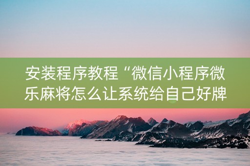 安装程序教程“微信小程序微乐麻将怎么让系统给自己好牌”（小程序控牌器)
