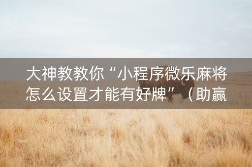 大神教教你“小程序微乐麻将怎么设置才能有好牌”（助赢神器购买)