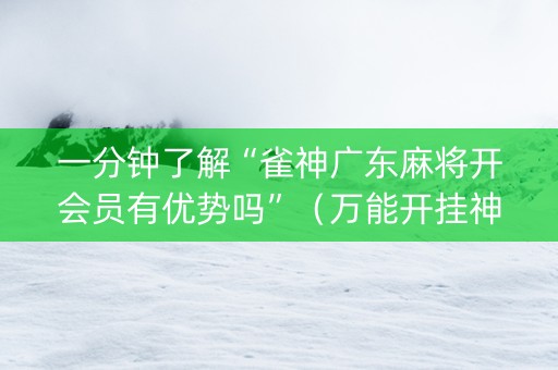 一分钟了解“雀神广东麻将开会员有优势吗”（万能开挂神器)