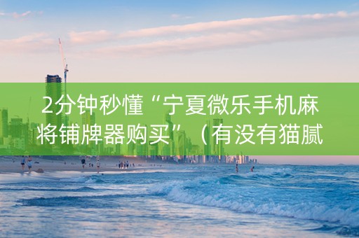 2分钟秒懂“宁夏微乐手机麻将铺牌器购买”（有没有猫腻)