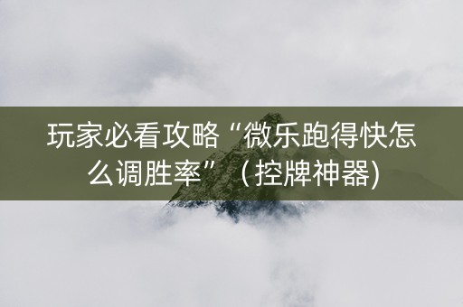 玩家必看攻略“微乐跑得快怎么调胜率”（控牌神器)