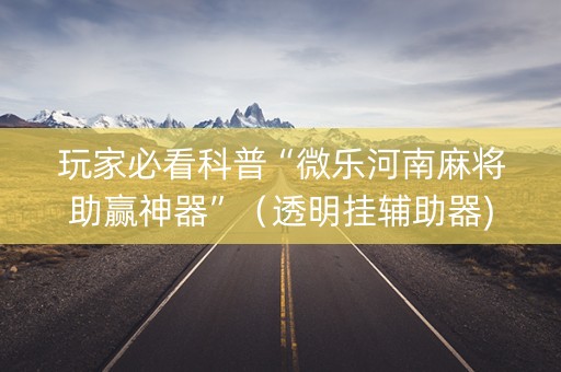 玩家必看科普“微乐河南麻将助赢神器”（透明挂辅助器)