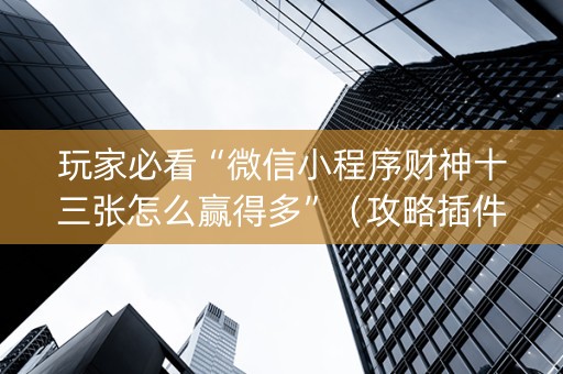 玩家必看“微信小程序财神十三张怎么赢得多”（攻略插件)