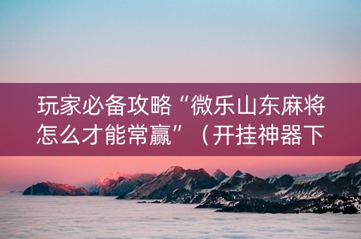 玩家必备攻略“微乐山东麻将怎么才能常赢”（开挂神器下载)