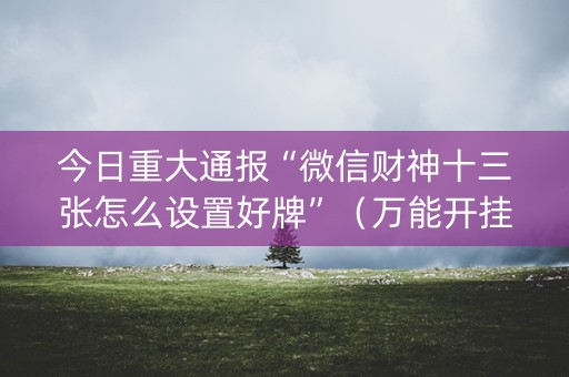 今日重大通报“微信财神十三张怎么设置好牌”（万能开挂神器)