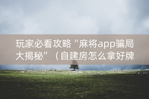 玩家必看攻略“麻将app骗局大揭秘”（自建房怎么拿好牌)