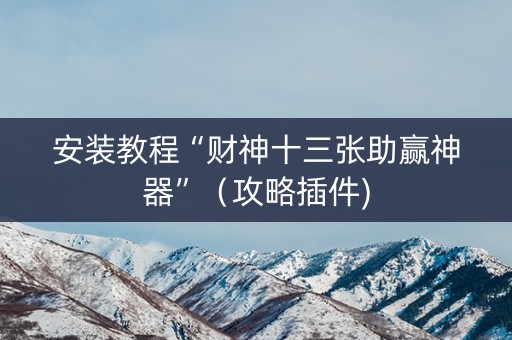 安装教程“财神十三张助赢神器”（攻略插件)