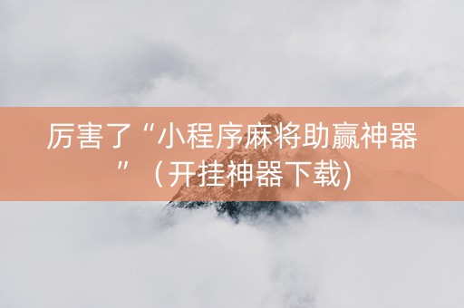 厉害了“小程序麻将助赢神器”（开挂神器下载)
