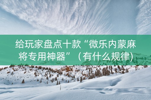给玩家盘点十款“微乐内蒙麻将专用神器”（有什么规律)