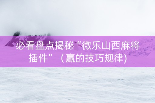 必看盘点揭秘“微乐山西麻将插件”（赢的技巧规律)