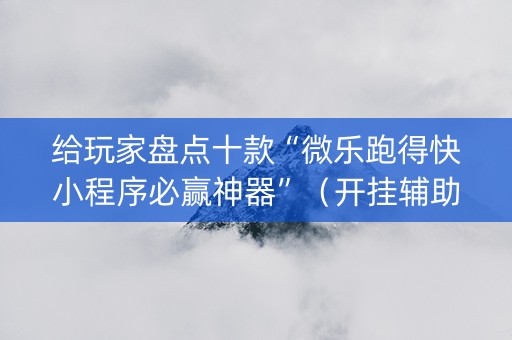 给玩家盘点十款“微乐跑得快小程序必赢神器”（开挂辅助插件)