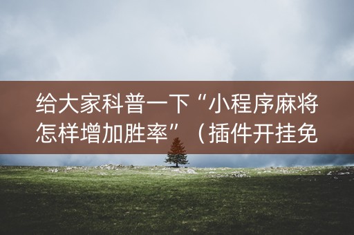给大家科普一下“小程序麻将怎样增加胜率”（插件开挂免费AI)