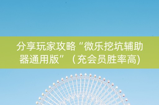分享玩家攻略“微乐挖坑辅助器通用版”（充会员胜率高)