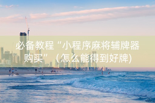 必备教程“小程序麻将辅牌器购买”（怎么能得到好牌)