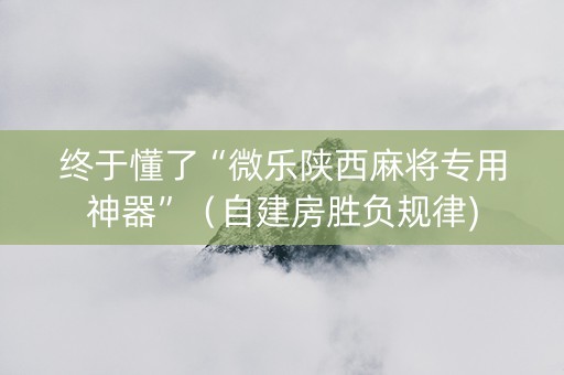 终于懂了“微乐陕西麻将专用神器”（自建房胜负规律)