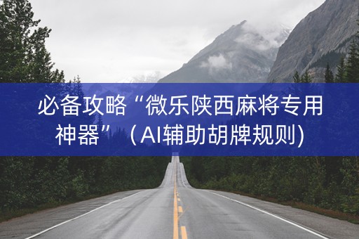 必备攻略“微乐陕西麻将专用神器”（AI辅助胡牌规则)