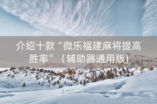 介绍十款“微乐福建麻将提高胜率”（辅助器通用版)