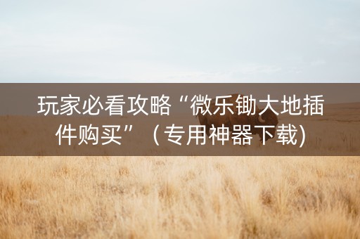 玩家必看攻略“微乐锄大地插件购买”（专用神器下载)