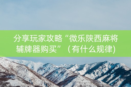 分享玩家攻略“微乐陕西麻将辅牌器购买”（有什么规律)