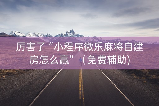 厉害了“小程序微乐麻将自建房怎么赢”（免费辅助)