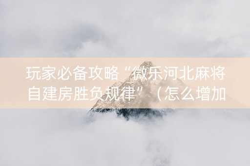 玩家必备攻略“微乐河北麻将自建房胜负规律”（怎么增加胜率)