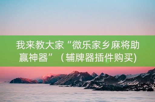 我来教大家“微乐家乡麻将助赢神器”（辅牌器插件购买)