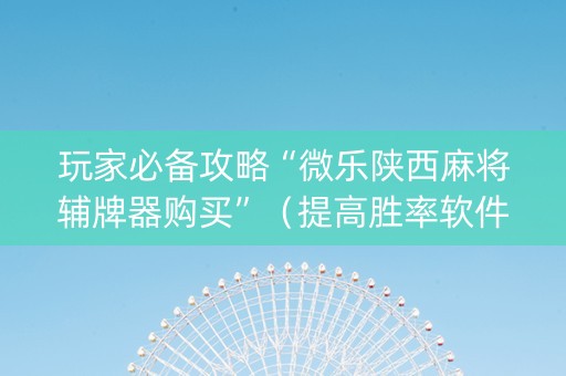 玩家必备攻略“微乐陕西麻将辅牌器购买”（提高胜率软件)