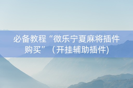 必备教程“微乐宁夏麻将插件购买”（开挂辅助插件)