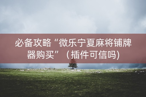 必备攻略“微乐宁夏麻将铺牌器购买”（插件可信吗)