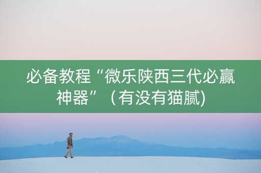 必备教程“微乐陕西三代必赢神器”（有没有猫腻)