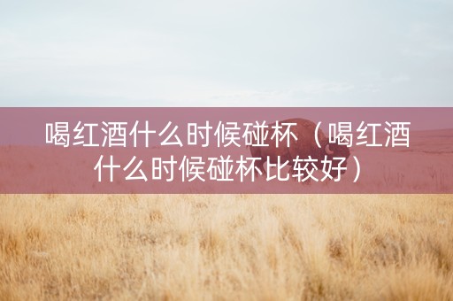 喝红酒什么时候碰杯（喝红酒什么时候碰杯比较好）
