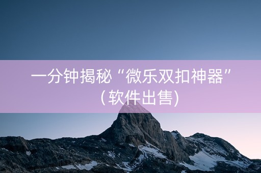 一分钟揭秘“微乐双扣神器”（软件出售)