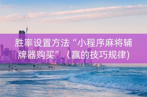 胜率设置方法“小程序麻将辅牌器购买”（赢的技巧规律)