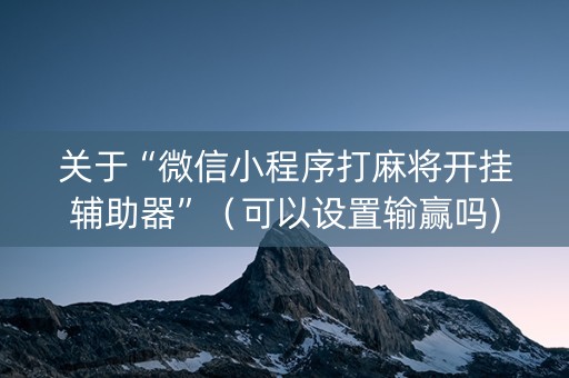 关于“微信小程序打麻将开挂辅助器”（可以设置输赢吗)