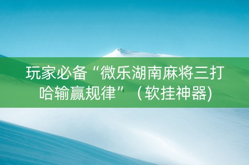 玩家必备“微乐湖南麻将三打哈输赢规律”（软挂神器)