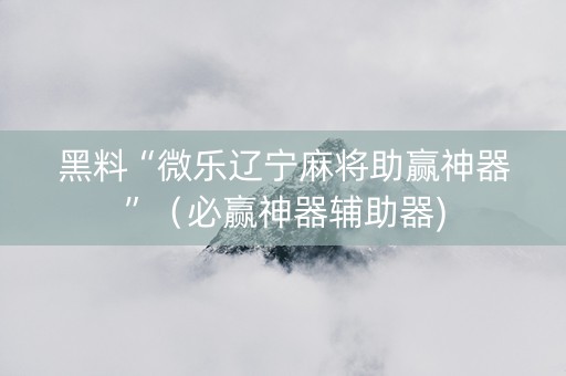 黑料“微乐辽宁麻将助赢神器”（必赢神器辅助器)