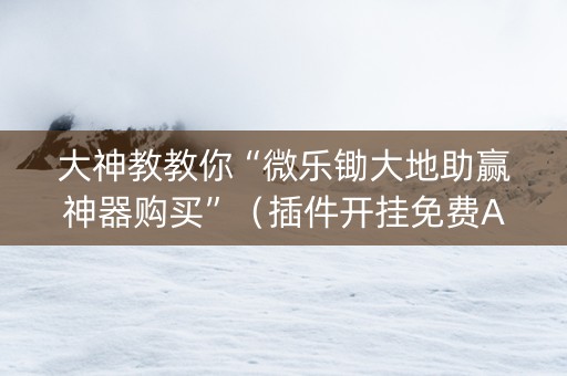 大神教教你“微乐锄大地助赢神器购买”（插件开挂免费AI)