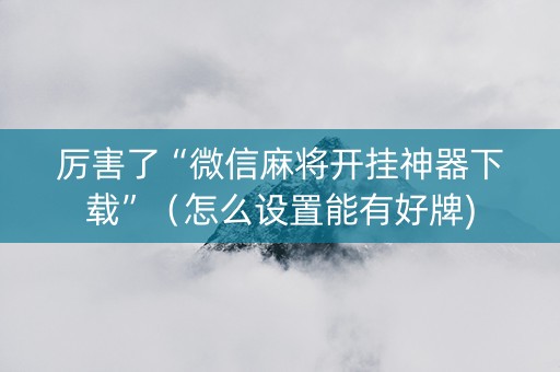 厉害了“微信麻将开挂神器下载”（怎么设置能有好牌)