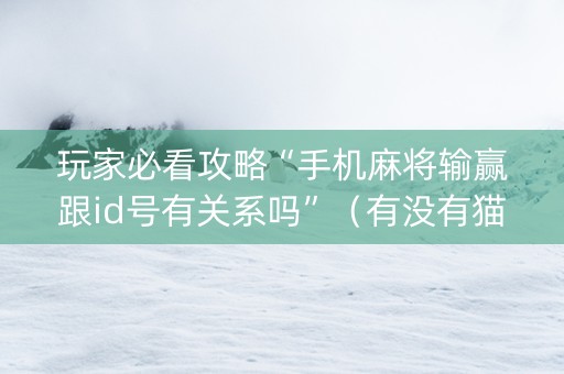 玩家必看攻略“手机麻将输赢跟id号有关系吗”（有没有猫腻)