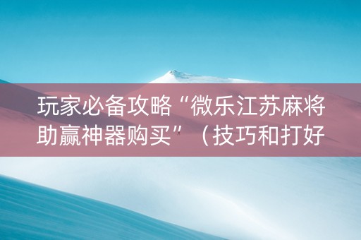 玩家必备攻略“微乐江苏麻将助赢神器购买”（技巧和打好牌方法)