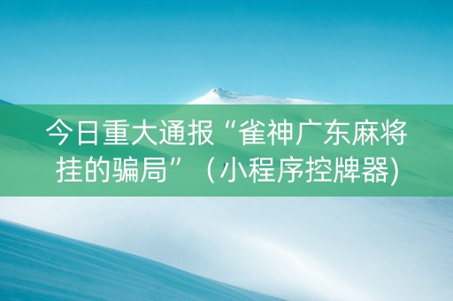 今日重大通报“雀神广东麻将挂的骗局”（小程序控牌器)