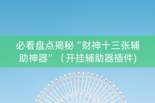 必看盘点揭秘“财神十三张辅助神器”（开挂辅助器插件)