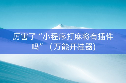 厉害了“小程序打麻将有插件吗”（万能开挂器)