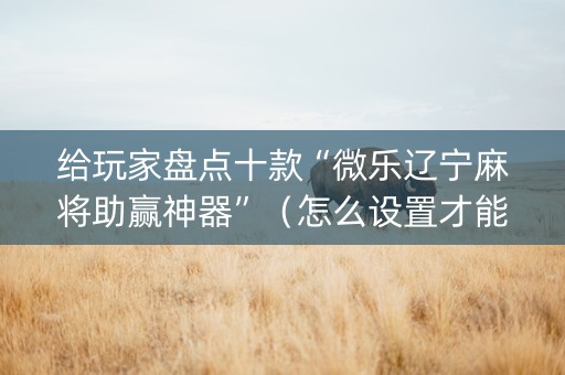 给玩家盘点十款“微乐辽宁麻将助赢神器”（怎么设置才能赢)