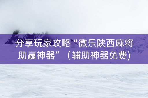 分享玩家攻略“微乐陕西麻将助赢神器”（辅助神器免费)
