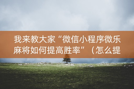 我来教大家“微信小程序微乐麻将如何提高胜率”（怎么提高胜率)